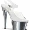 Pleaser SKY-308 Clr/Slv Chrome Heels Pole Shoes