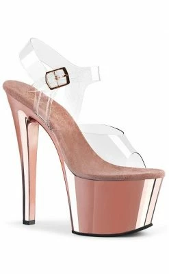 Pleaser Pole Shoes SKY-308 Rose Gold Chrome Heels