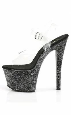 Pleaser SKY-308MG Clear/Black Heels Pole Shoes