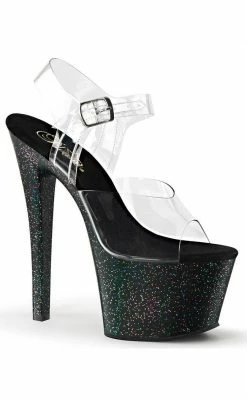 Pleaser SKY-308MG Clear/Black Heels Pole Shoes