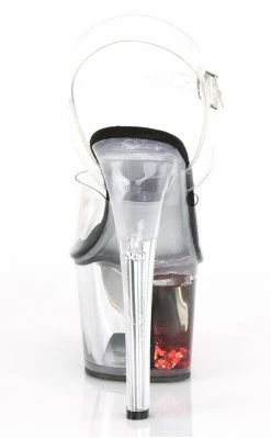 Pleaser SKY-308WHG Clr/Black/Red Glitter Pole Shoes