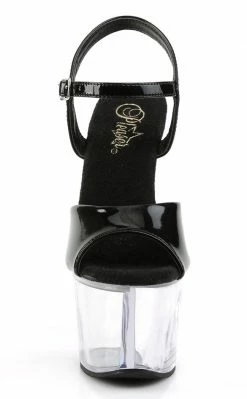 Pleaser SKY-309 Blk Pat/Clr Heels Pole Shoes