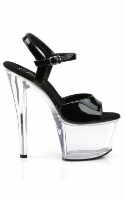 Pleaser SKY-309 Blk Pat/Clr Heels Pole Shoes