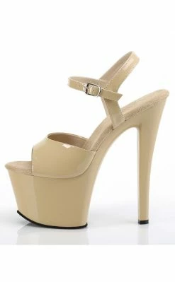 Pleaser Pole Shoes SKY-309 Cream Pat/Cream Heels