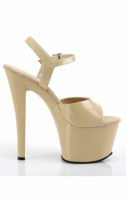 Pleaser Pole Shoes SKY-309 Cream Pat/Cream Heels