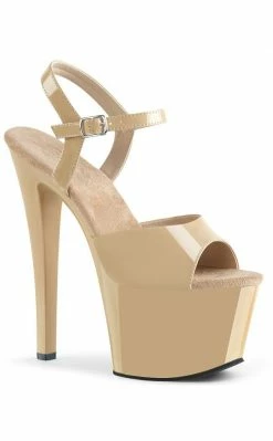Pleaser Pole Shoes SKY-309 Cream Pat/Cream Heels