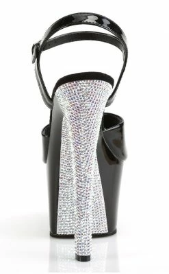 Pleaser Pole Shoes SKY-309CHRS Black Patent Silver Rhinestone Heels