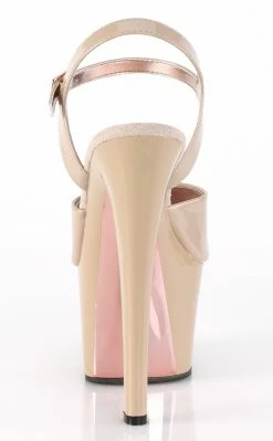 Pleaser Pole Shoes SKY-309TT Nude Patent & Rose Gold Chrome Heels