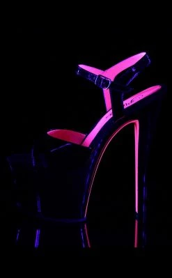 Pleaser SKY-309TT UV Glow Black & Neon Hot Pink Heels