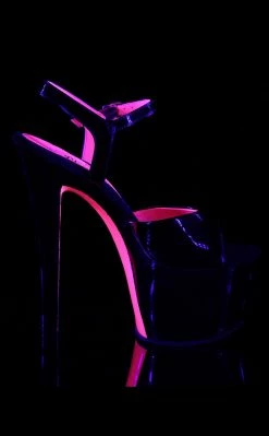 Pleaser SKY-309TT UV Glow Black & Neon Hot Pink Heels