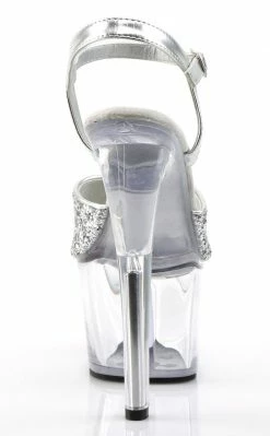 Pleaser SKY-310 Slv Gltr/Clr Heels Pole Shoes