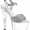 Pleaser SKY-310 Slv Gltr/Clr Heels Pole Shoes