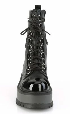 Demonia Shoes SLACKER-150 Black Vegan Leather Platform Boots