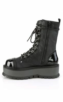 Demonia Shoes SLACKER-150 Black Vegan Leather Platform Boots 9 Demonia Shoes SLACKER-150 Black Vegan Leather Platform Boots