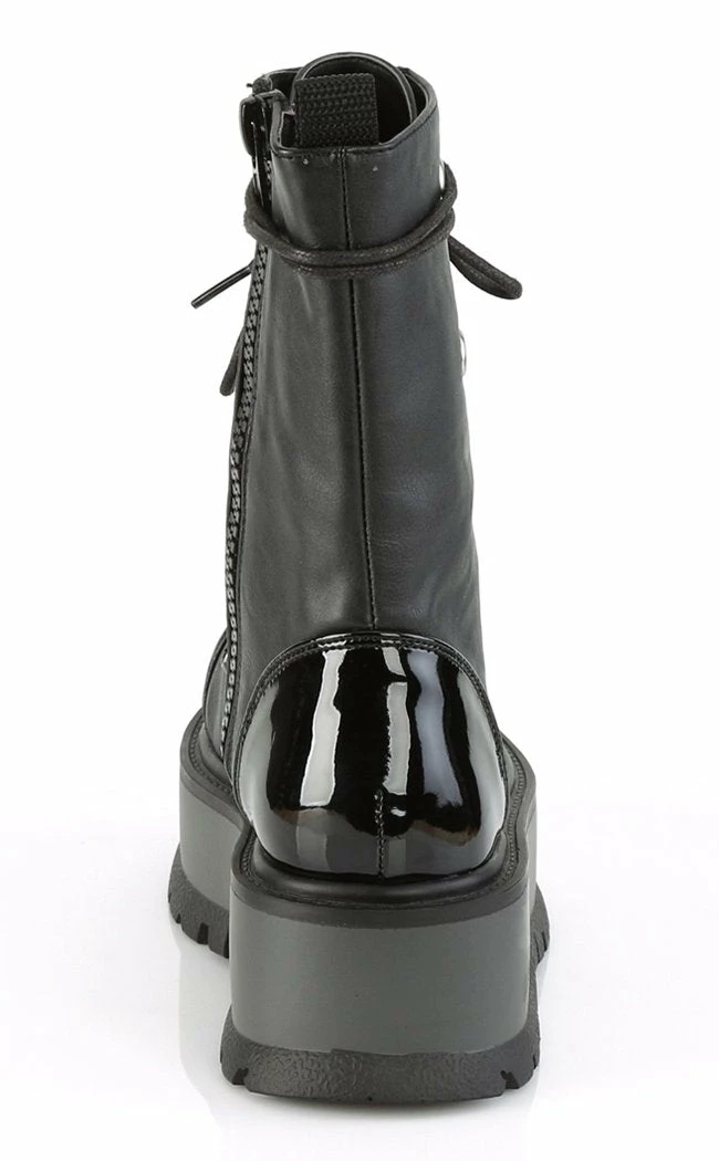 Demonia Shoes SLACKER-150 Black Vegan Leather Platform Boots 6 Demonia Shoes SLACKER-150 Black Vegan Leather Platform Boots