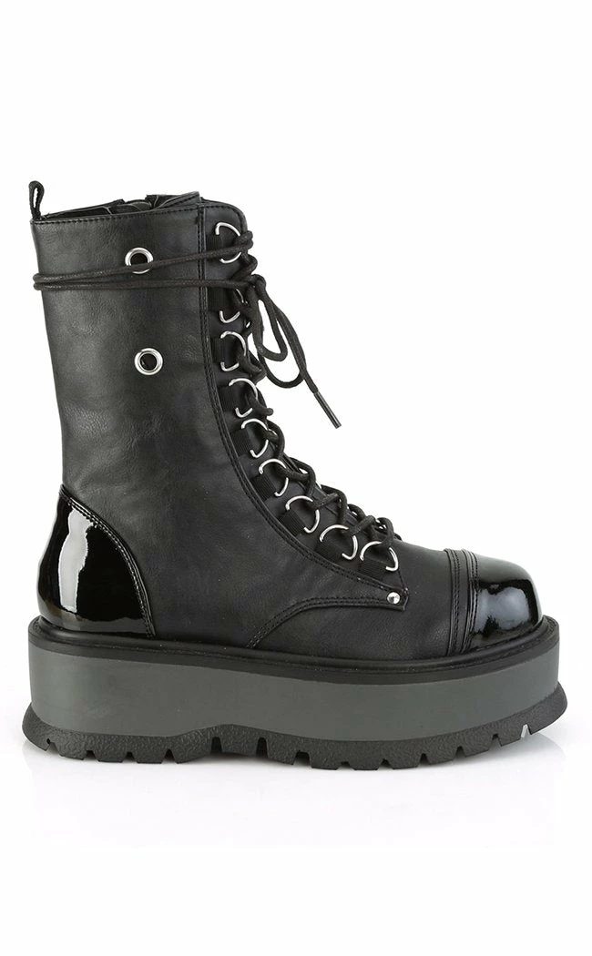 Demonia Shoes SLACKER-150 Black Vegan Leather Platform Boots 7 Demonia Shoes SLACKER-150 Black Vegan Leather Platform Boots