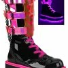 Demonia SLACKER-156 Black Patent & UV Pink Platform Boots Shoes 1 Demonia SLACKER-156 Black Patent & UV Pink Platform Boots Shoes
