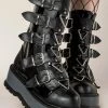 Demonia Shoes SLACKER-160 Black Vegan Leather Platform Boots