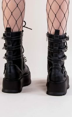 Demonia SLACKER-165 Black Vegan Leather Platform Boots