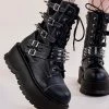 Demonia SLACKER-165 Black Vegan Leather Platform Boots