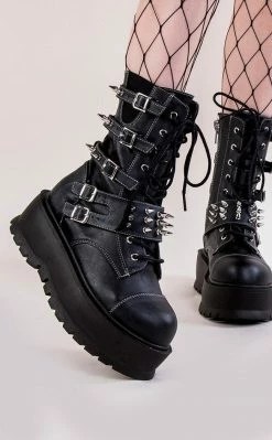Demonia SLACKER-165 Black Vegan Leather Platform Boots