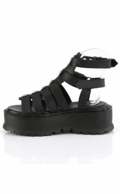 Demonia SLACKER-18 Black Matte Gladiator Sandals Shoes
