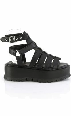Demonia SLACKER-18 Black Matte Gladiator Sandals Shoes