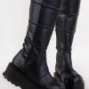 Demonia SLACKER-230 Black Vegan Leather Knee High Platform Boots Shoes