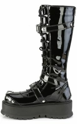 Demonia Shoes SLACKER-260 Black Patent Knee High Platform Boots 9 Demonia Shoes SLACKER-260 Black Patent Knee High Platform Boots