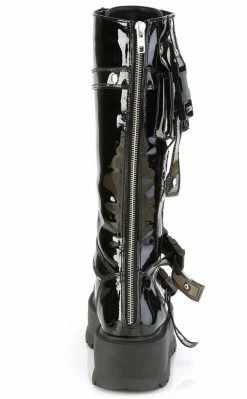 Demonia Shoes SLACKER-260 Black Patent Knee High Platform Boots 10 Demonia Shoes SLACKER-260 Black Patent Knee High Platform Boots