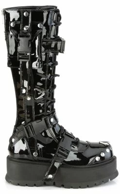 Demonia Shoes SLACKER-260 Black Patent Knee High Platform Boots 11 Demonia Shoes SLACKER-260 Black Patent Knee High Platform Boots