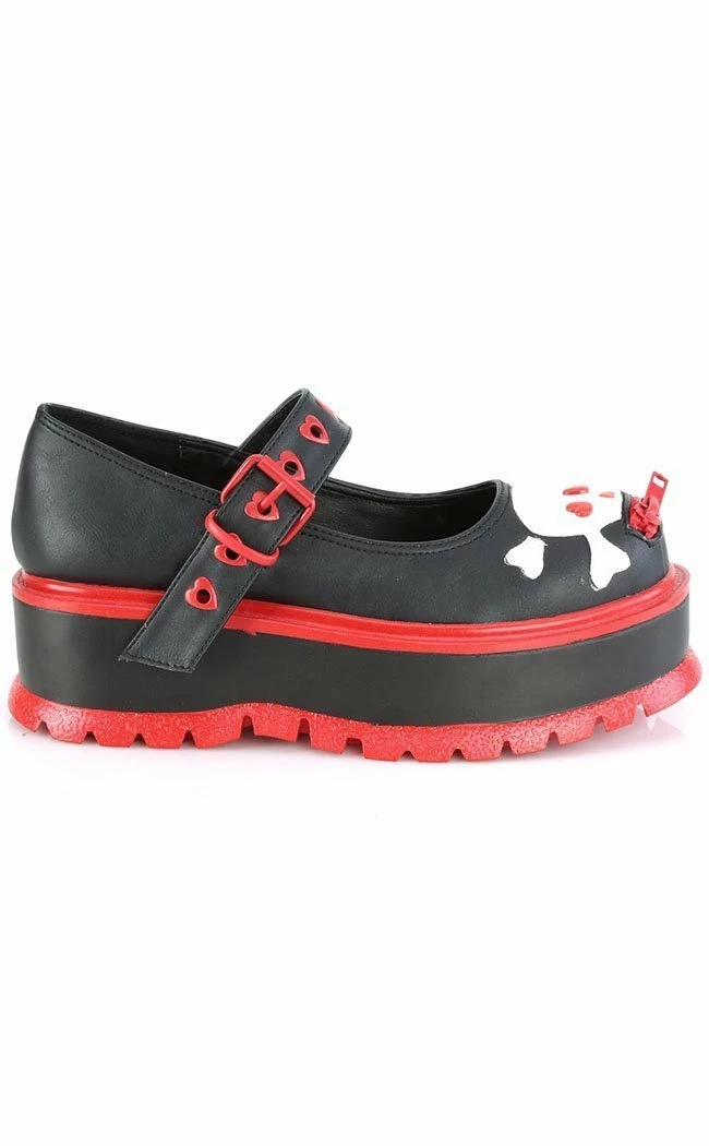 Demonia SLACKER-27 Black & Red Skull Mary Janes (Au Stock) 6 Demonia SLACKER-27 Black & Red Skull Mary Janes (Au Stock)