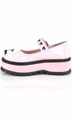 Demonia Sale SLACKER-27 Pink Holo Skull Mary Janes (Au Stock)