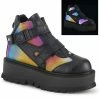 Demonia SLACKER-32 Black Rainbow Reflective Platform Ankle Boots 1 Demonia SLACKER-32 Black Rainbow Reflective Platform Ankle Boots