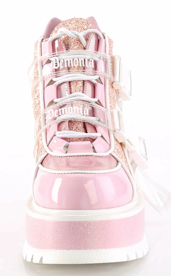 Demonia SLACKER-50 Baby Pink Holo/Multi Glitter Ankle Boots Platform Shoes 4 Demonia SLACKER-50 Baby Pink Holo/Multi Glitter Ankle Boots Platform Shoes