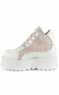 Demonia Platform Shoes SLACKER-50 White Holo/Multi Glitter Ankle Boots (Au Stock) 9 Demonia Platform Shoes SLACKER-50 White Holo/Multi Glitter Ankle Boots (Au Stock)