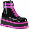 Demonia SLACKER-52 Black Patent & UV Pink Platform Ankle Boots Shoes 2 Demonia SLACKER-52 Black Patent & UV Pink Platform Ankle Boots Shoes