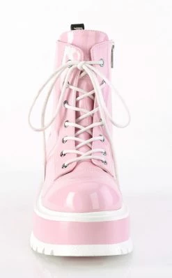 Demonia SLACKER-55 Baby Pink Holo Ankle Boots Platform Shoes