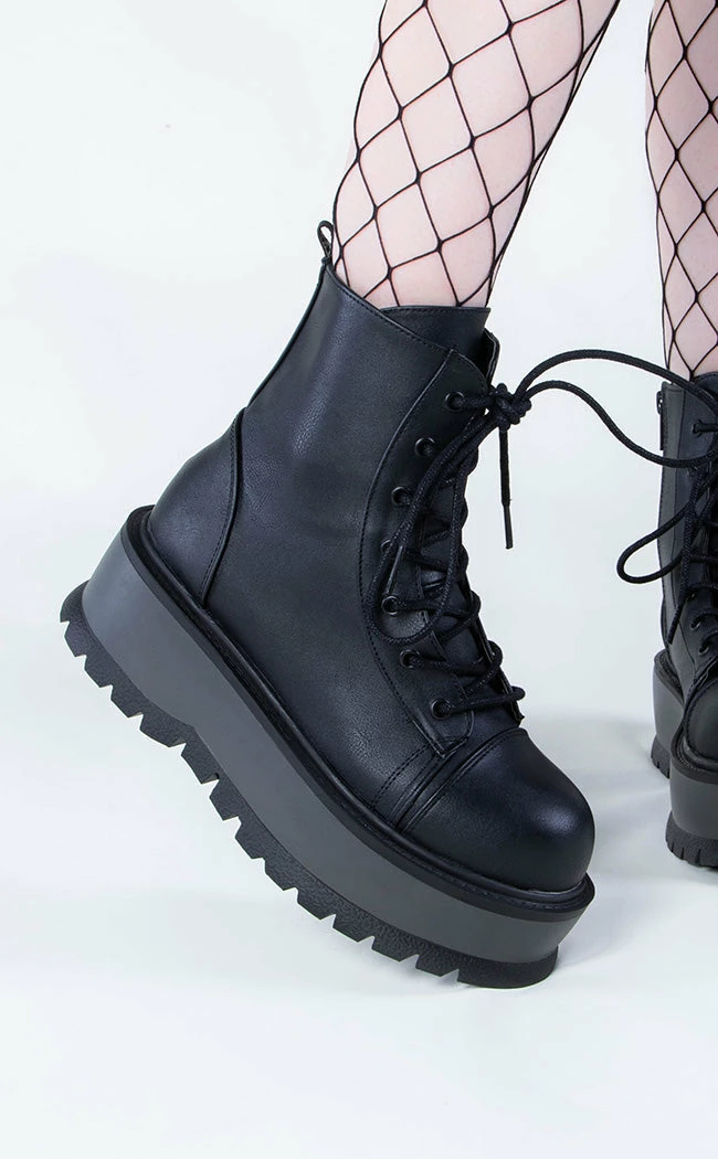 Demonia SLACKER-55 Black Matte Ankle Boots Platform Shoes 3 Demonia SLACKER-55 Black Matte Ankle Boots Platform Shoes