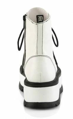 Demonia Platform Shoes SLACKER-55 White Vegan Ankle Boots 10 Demonia Platform Shoes SLACKER-55 White Vegan Ankle Boots