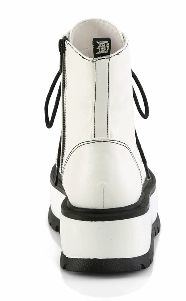 Demonia Platform Shoes SLACKER-55 White Vegan Ankle Boots 6 Demonia Platform Shoes SLACKER-55 White Vegan Ankle Boots