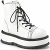Demonia Platform Shoes SLACKER-55 White Vegan Ankle Boots 2 Demonia Platform Shoes SLACKER-55 White Vegan Ankle Boots