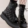 Demonia SLACKER-88 Black Spiderweb Vegan Leather Platform Ankle Boots 2 Demonia SLACKER-88 Black Spiderweb Vegan Leather Platform Ankle Boots