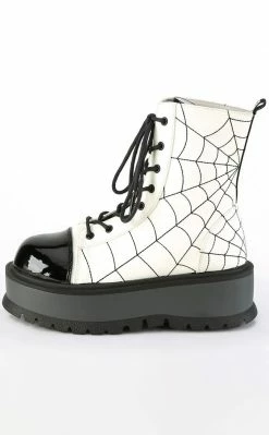 Demonia SLACKER-88 Glow Spiderweb Platform Ankle Boots 9 Demonia SLACKER-88 Glow Spiderweb Platform Ankle Boots