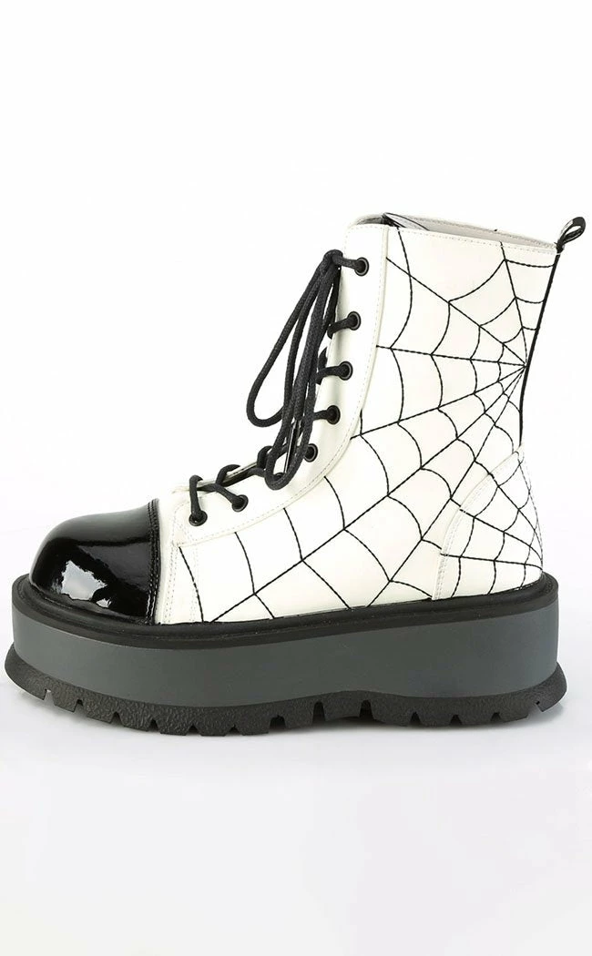 Demonia SLACKER-88 Glow Spiderweb Platform Ankle Boots 5 Demonia SLACKER-88 Glow Spiderweb Platform Ankle Boots