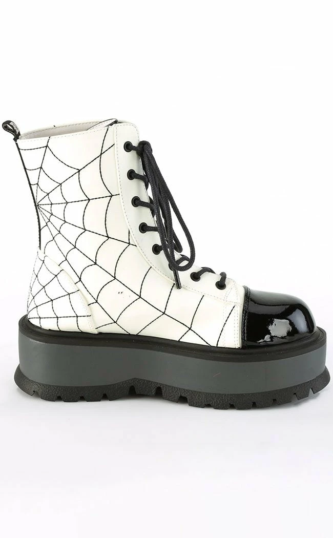 Demonia SLACKER-88 Glow Spiderweb Platform Ankle Boots 7 Demonia SLACKER-88 Glow Spiderweb Platform Ankle Boots