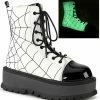 Demonia SLACKER-88 Glow Spiderweb Platform Ankle Boots 1 Demonia SLACKER-88 Glow Spiderweb Platform Ankle Boots