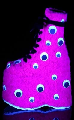 Demonia SLAY-206 Hot Pink UV Platform Boots Shoes