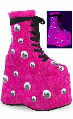 Demonia SLAY-206 Hot Pink UV Platform Boots Shoes