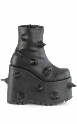 Demonia SLAY-77 Black Matte Spike Platform Boots Shoes